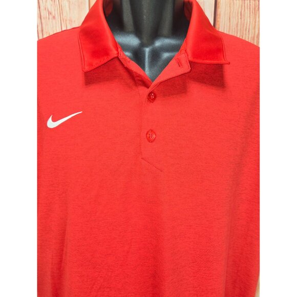 Nike Dri-Fit Red Polo Shirt Large Short Sleeve Lightweight Athletic Wear - Picture 3 of 7
